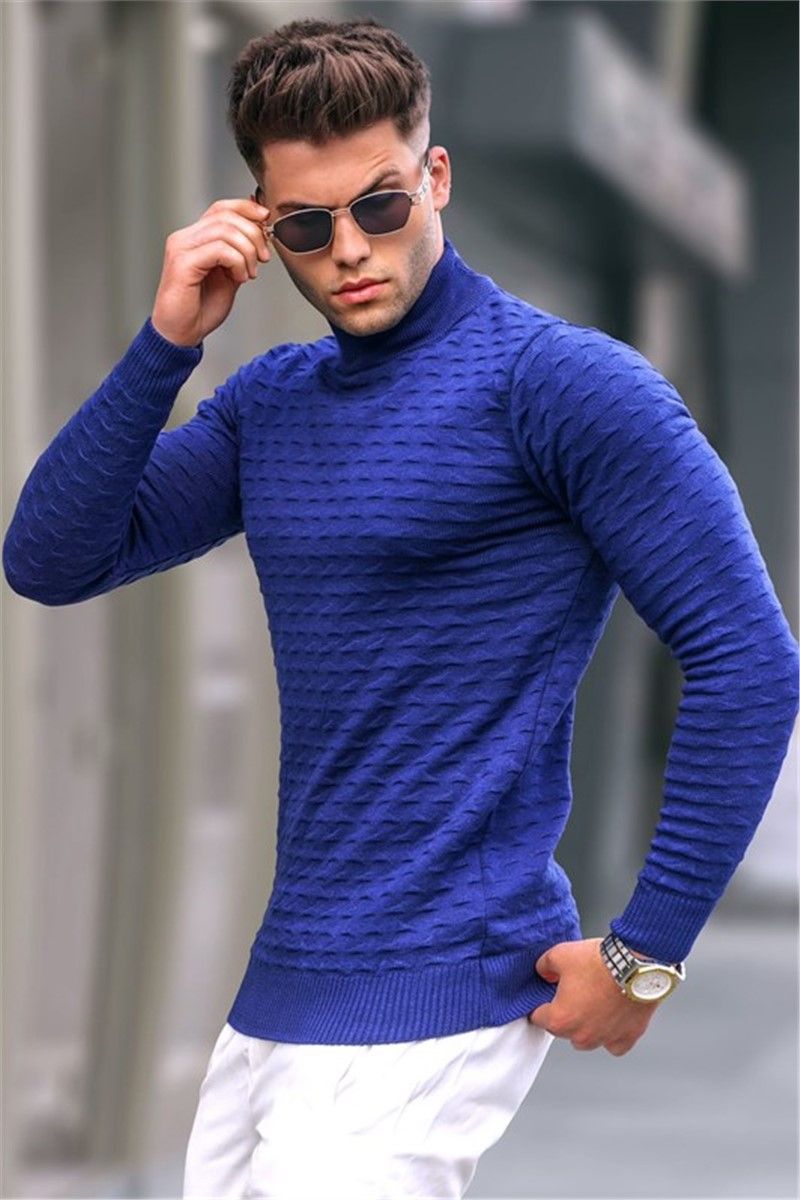 Maglione lavorato a maglia da uomo 5762 - Blu brillante #333676