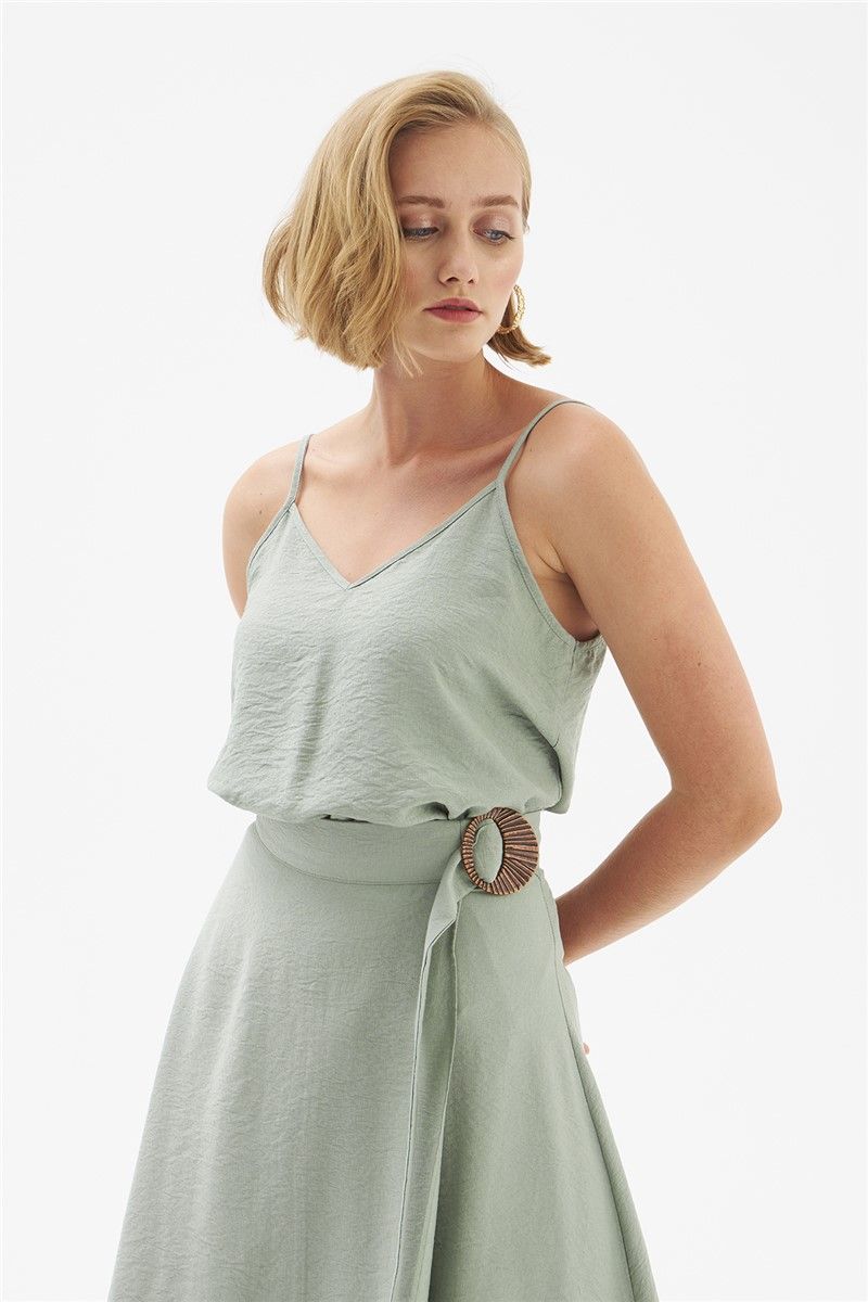 Women's linen blouse with straps - Mint #334208