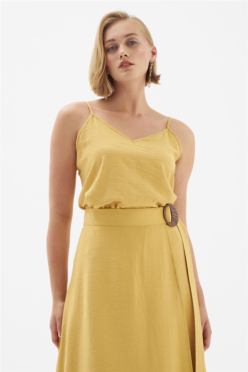 Women's linen blouse with straps - Color Saffron #334206