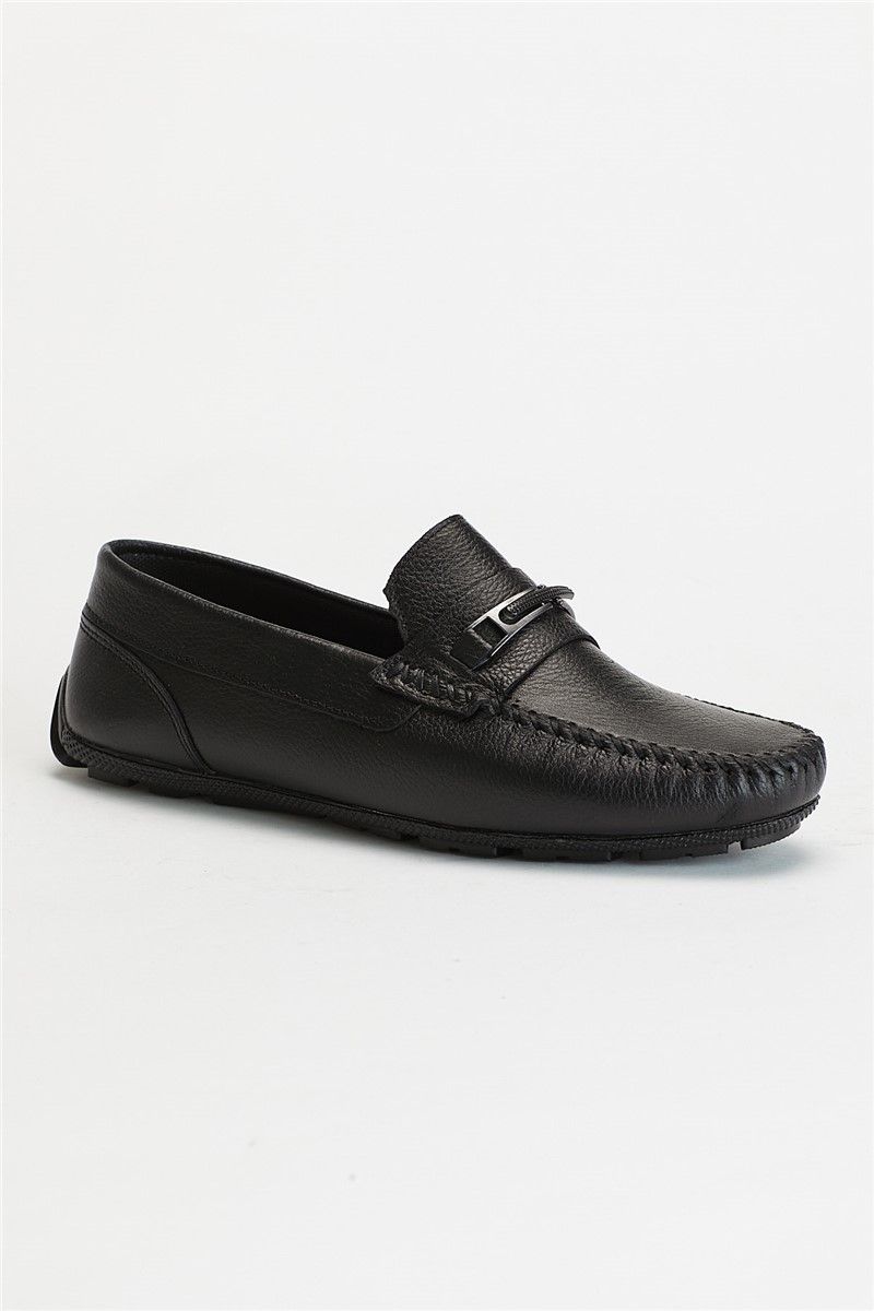 Men's Real Leather Loafers - Black #300112