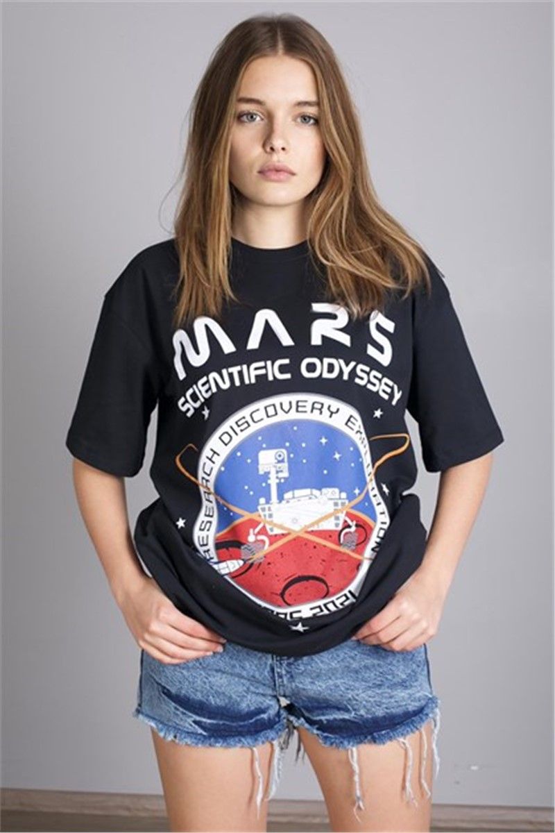 Mad Girls Black Printed T-shirt Mg1126 #303953