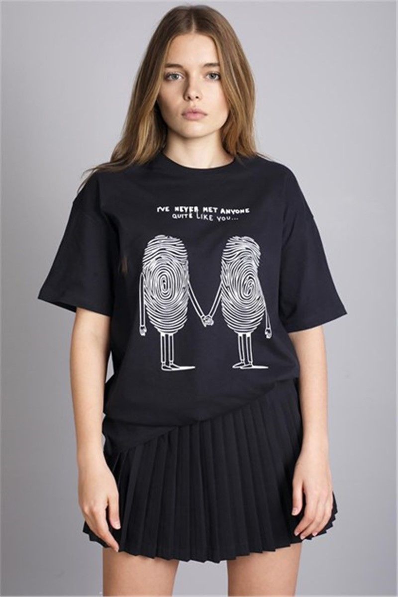 Mad Girls Black Printed T-shirt Mg1128 #303946