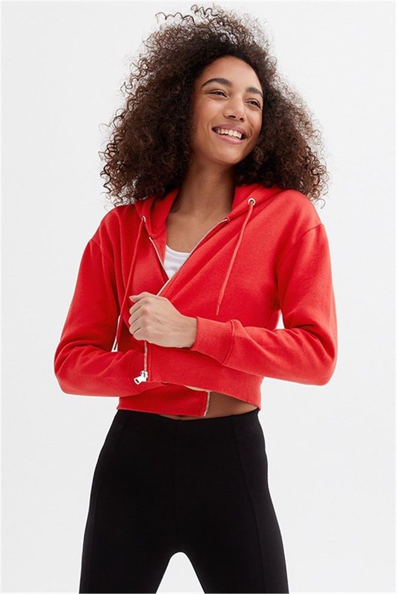 Women's hooded sweatshirt MG1355 - Red #326578