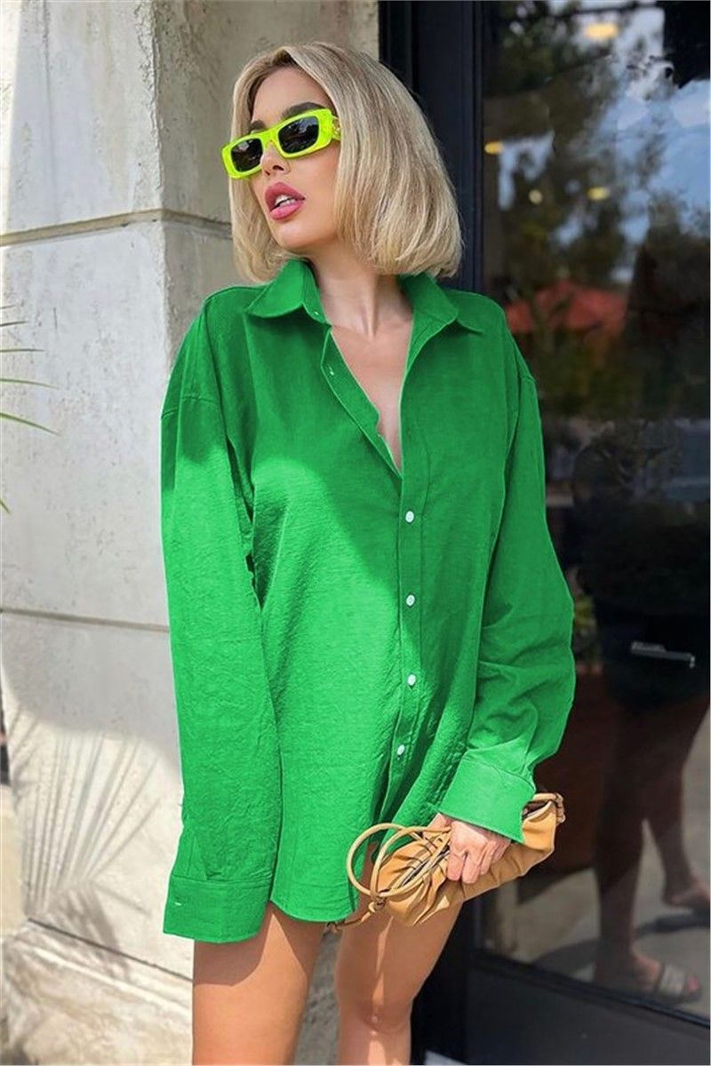 Women's linen Oversize shirt MG1369 - Green #327819