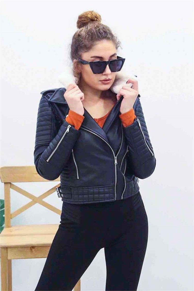 Women's leather jacket - MG106 - Black #286764