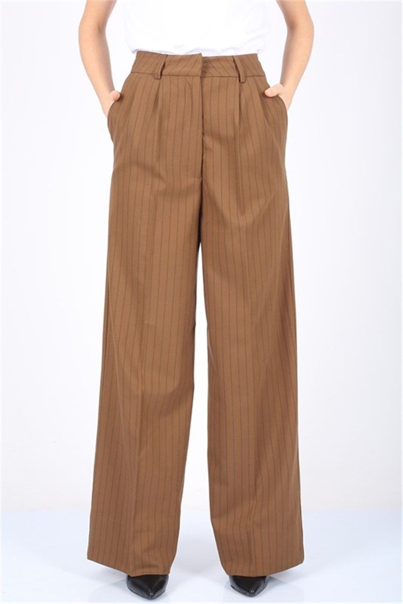 Women's striped pants MG1332 - Brown #324337