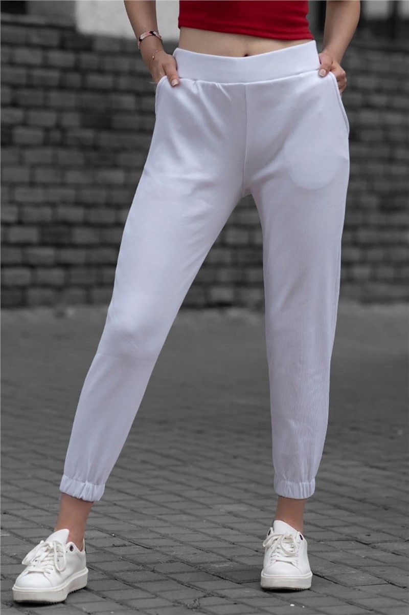 Mad Girls White Basic Sweatpants MG363 #288809