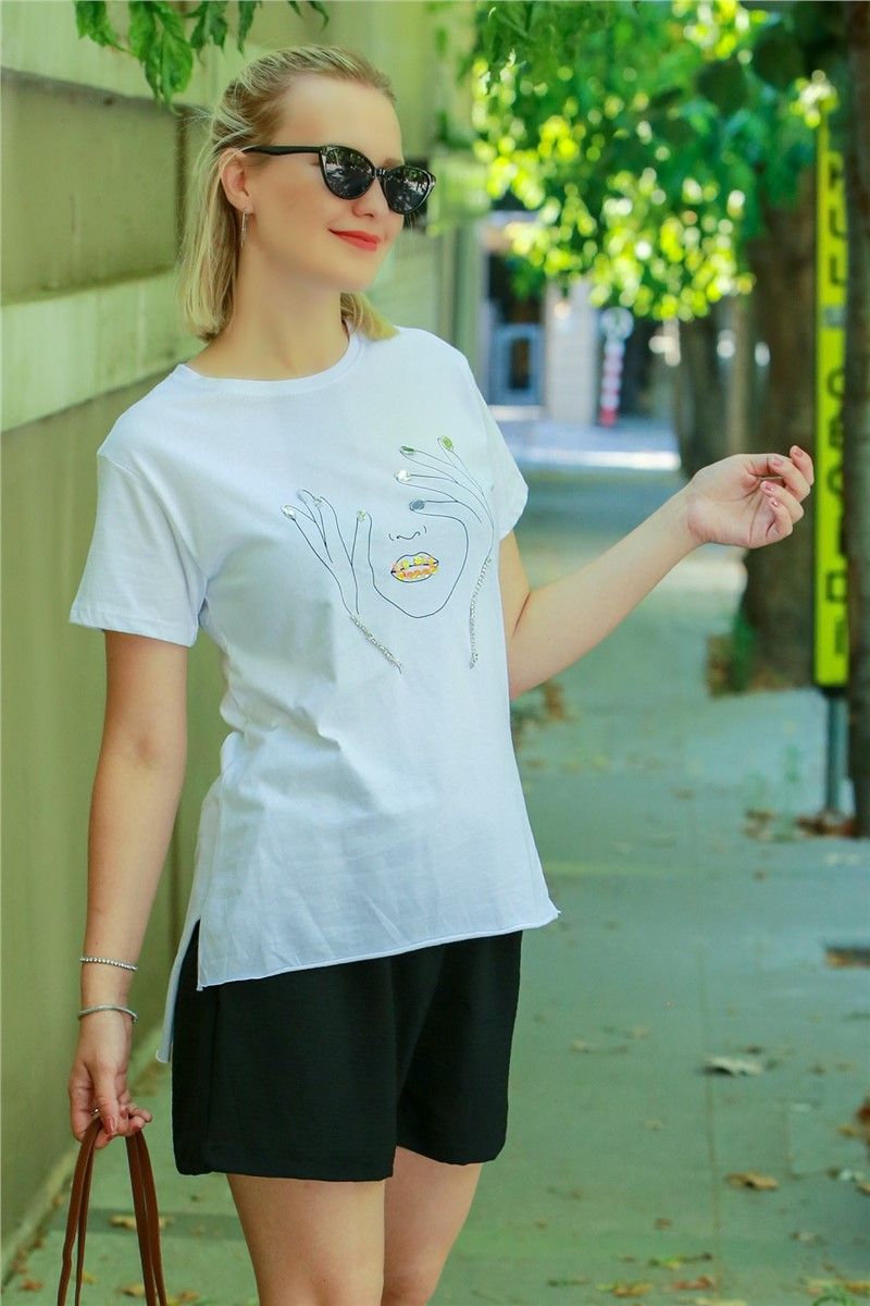 Mad Girls White Printed Women's  T-shirt  MG616-2 #289043