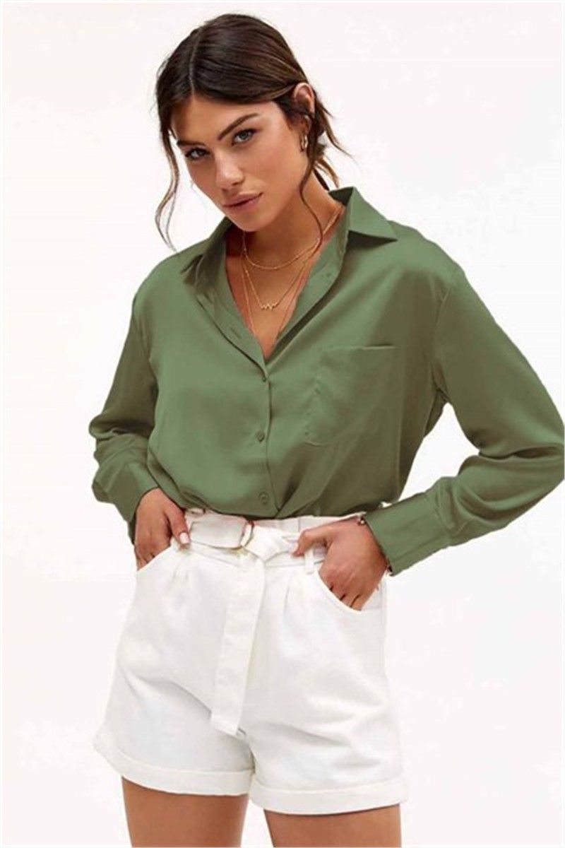 Women's satin shirt MG1104 - Green #305931