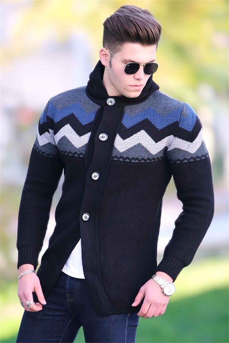  black Button Up Cardigan with Hooded 00782000 # 287050