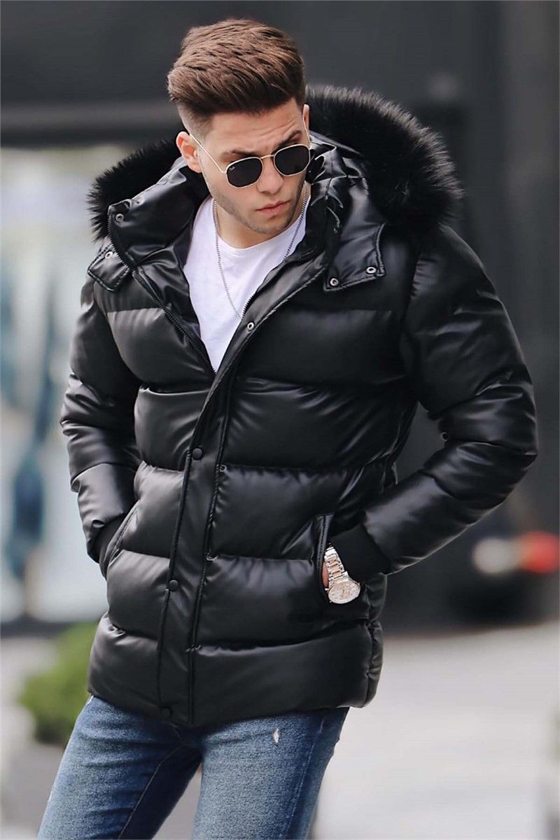 Madmext Men's Fur Puffer Coat - Black #287063