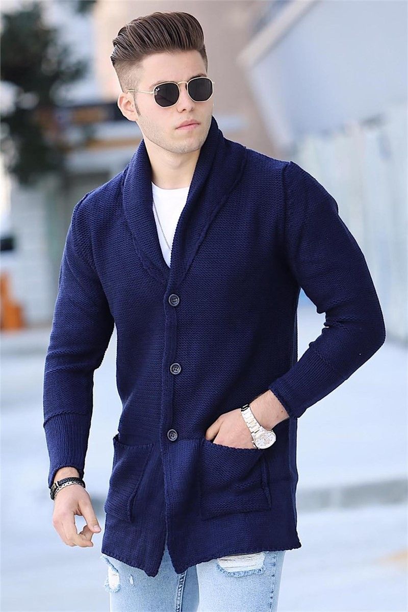  Navy Blue Cardigan With Pocket Detailed 2675 # 286867