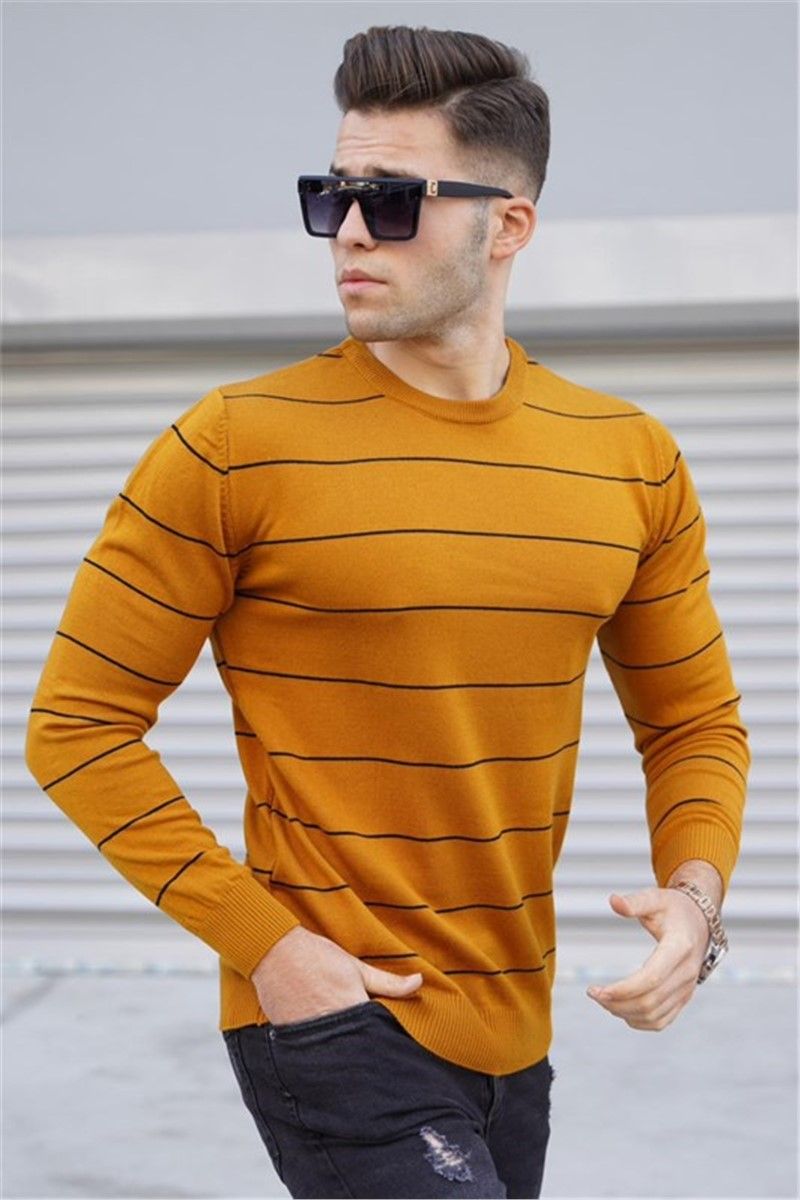 Muški pleteni džemper 5177 - Senf #319767