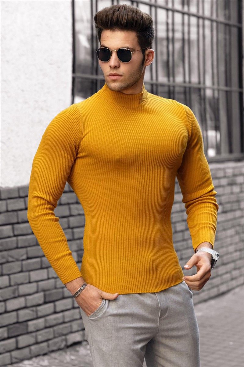 Muški džemper s polo ovratnikom 9413 - Senf 290228