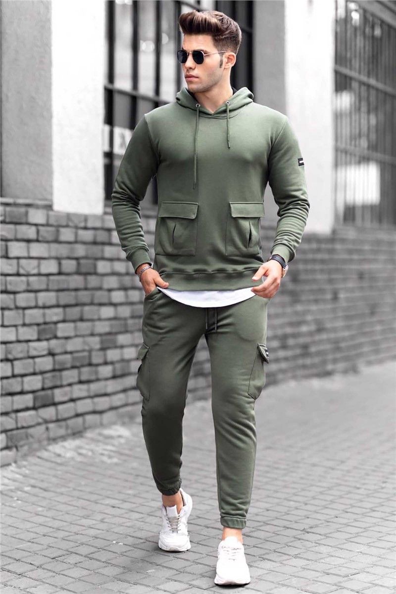 Madmext Men's Hooded Tracksuit with Pockets - Khaki #289475