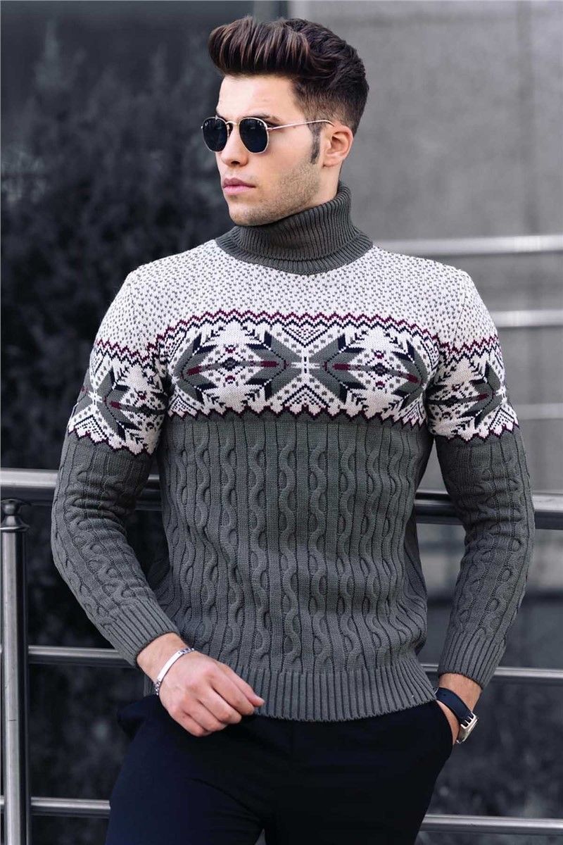 Muški džemper 4731 - Khaki 289501