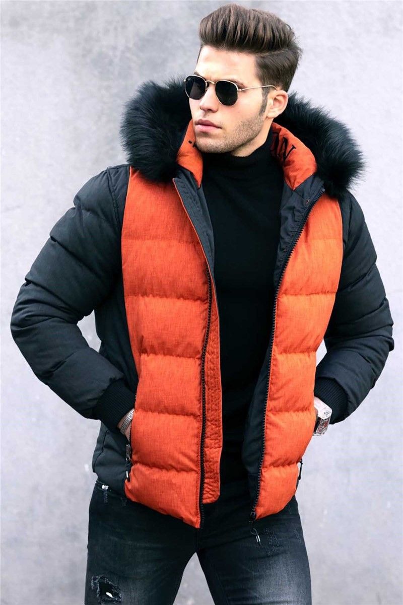 Madmext Men's Fur Puffer Coat - Red, Black #290298