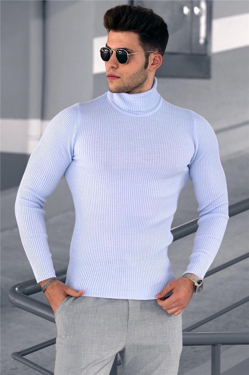 Muški džemper s polo ovratnikom 9414 - svijetloplava 290246