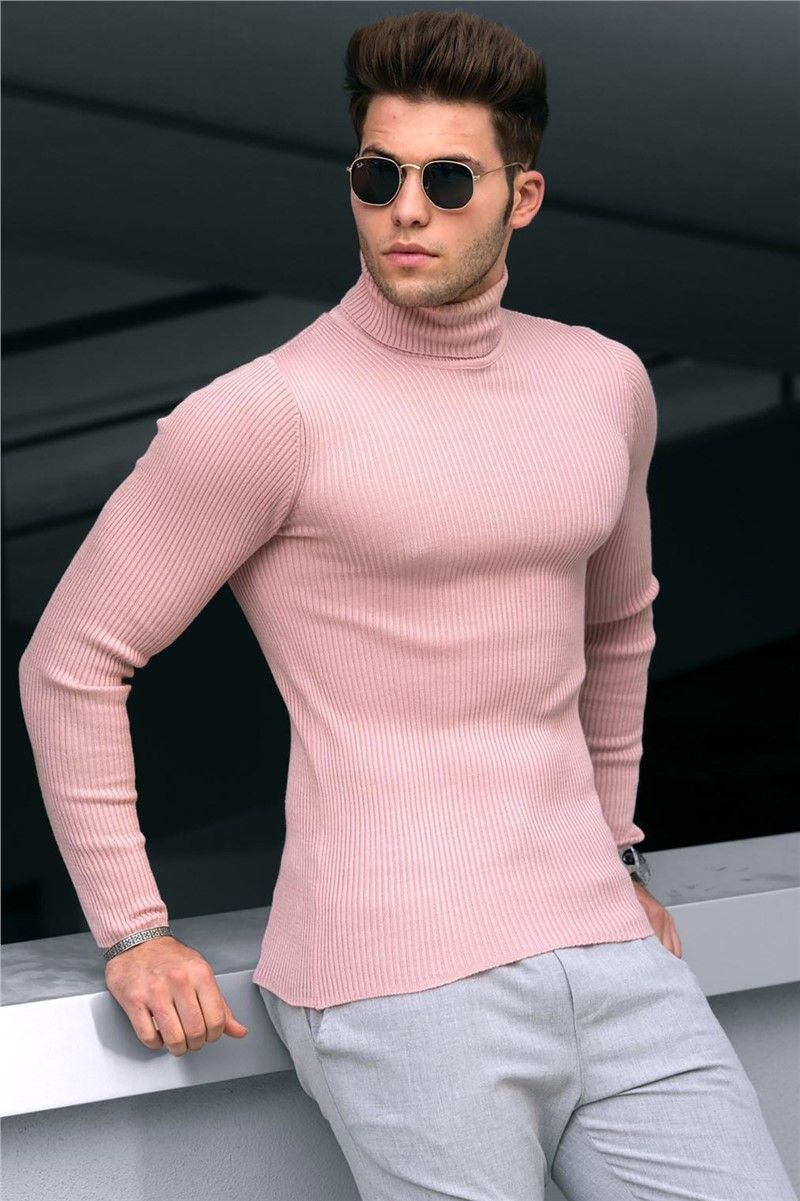 Muški džemper s polo ovratnikom 9414 - Boja pudera 290241