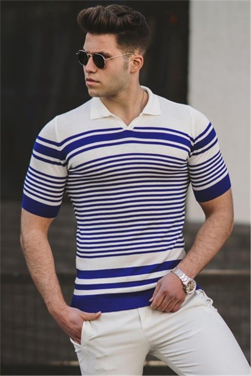 Madmext Men's T-Shirt - White, Blue #300437