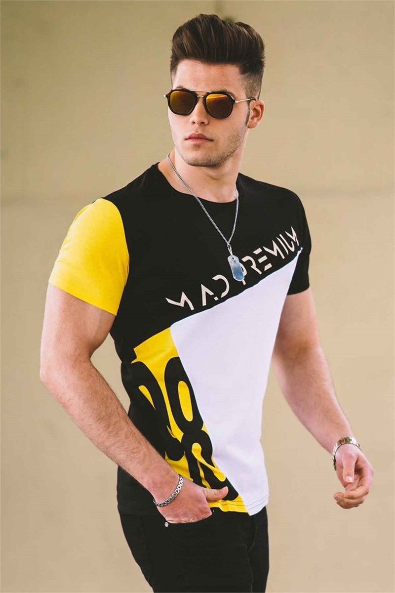 Madmext Men's T-Shirt - Black, White, Yellow #285897