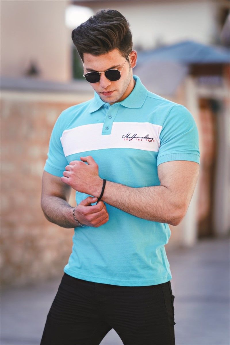 Madmext Men's T-Shirt - Turquoise, White #288190