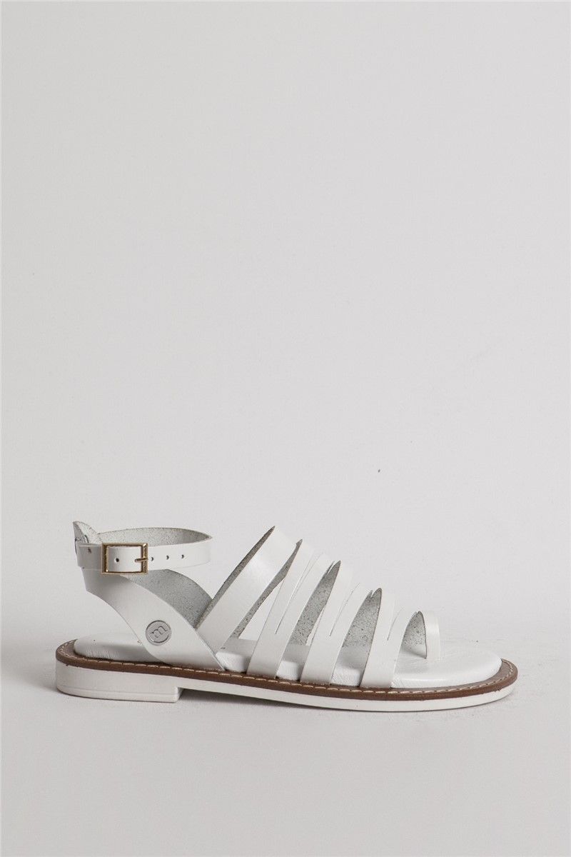 MAMMAMİA Women's Genuine Leather Sandals 1140 - White #359198