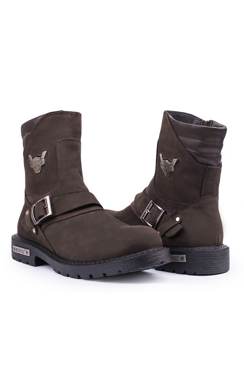 Marwells Men's boots made of natural nubuck - Dark brown 2021083433