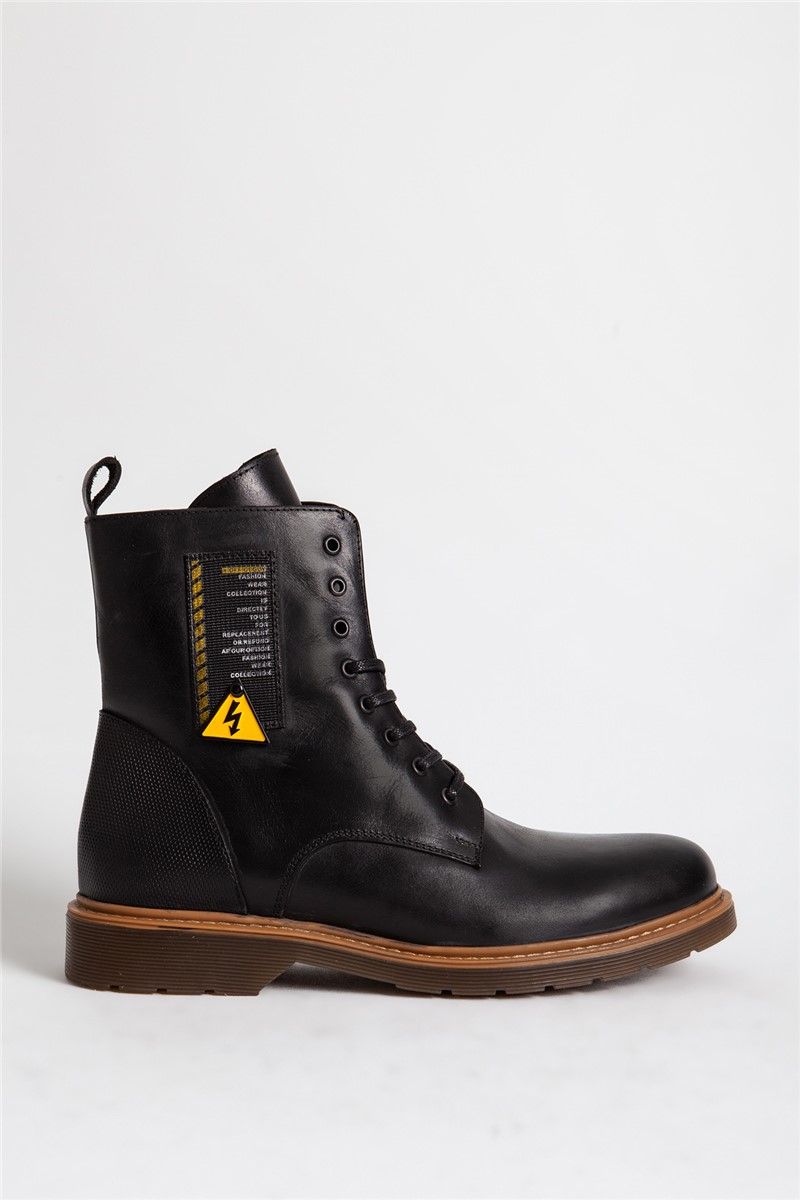 Men's Real Leather Boots - Black #318313