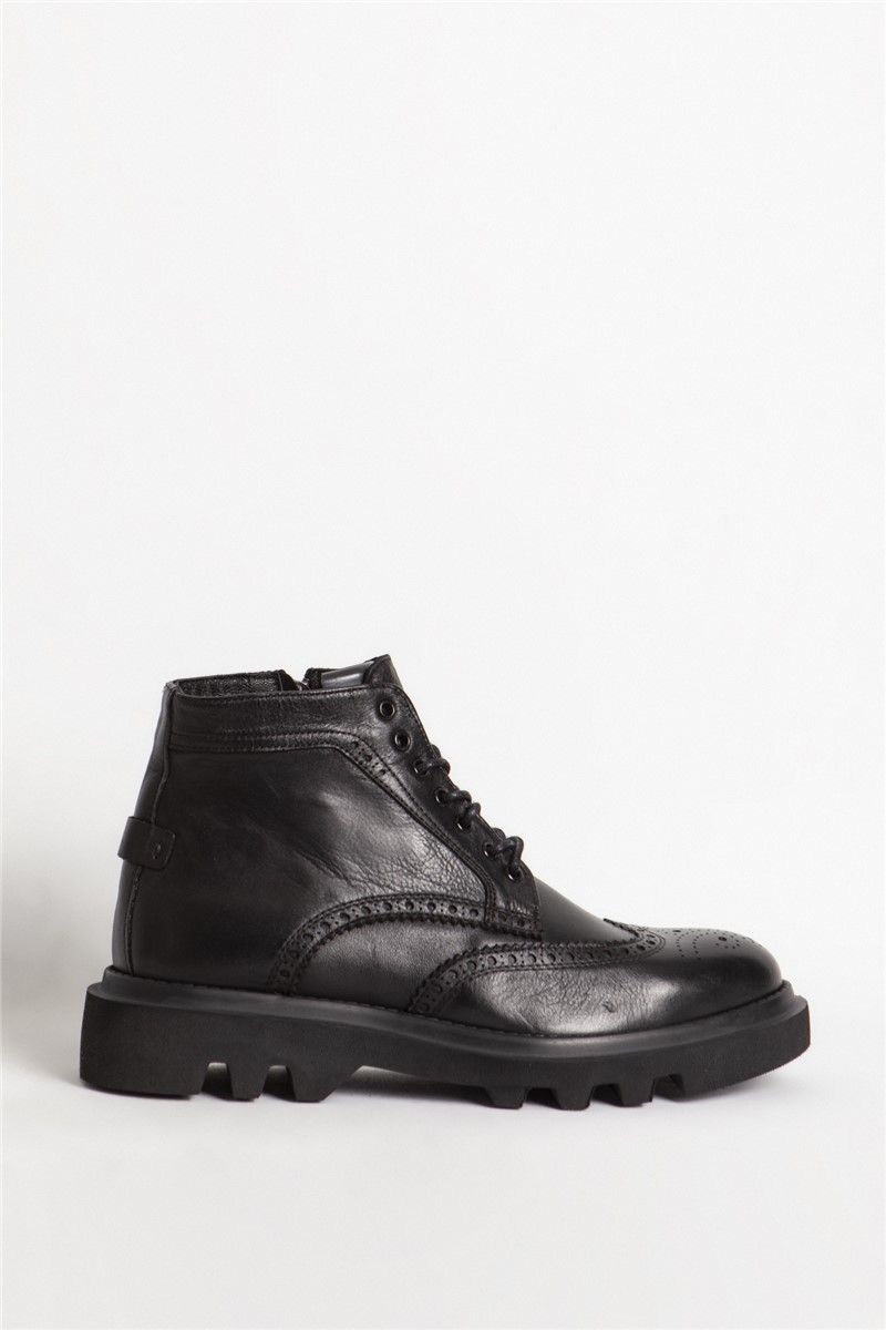 MARCOMEN Men's Genuine Leather Casual Boots 16352 - Black #362075