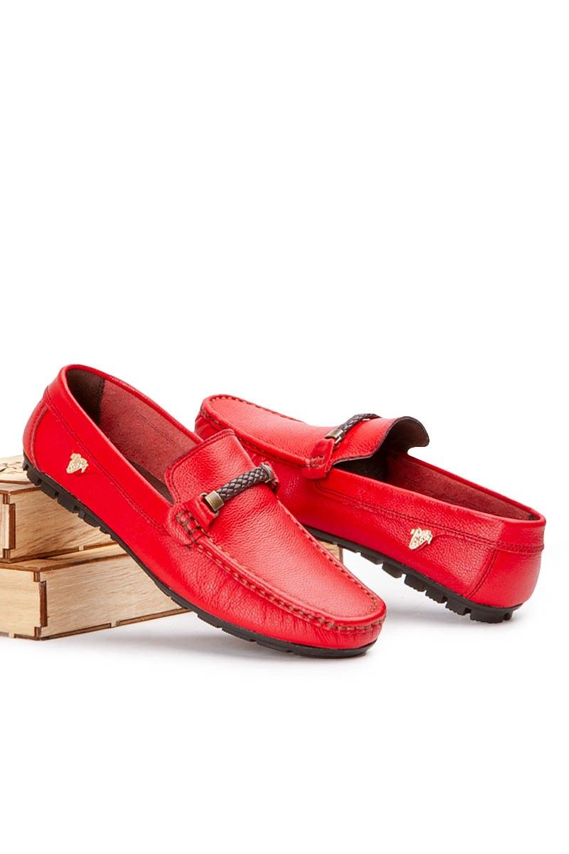 Marwells Men's Real Leather Loafers - Red #2021448