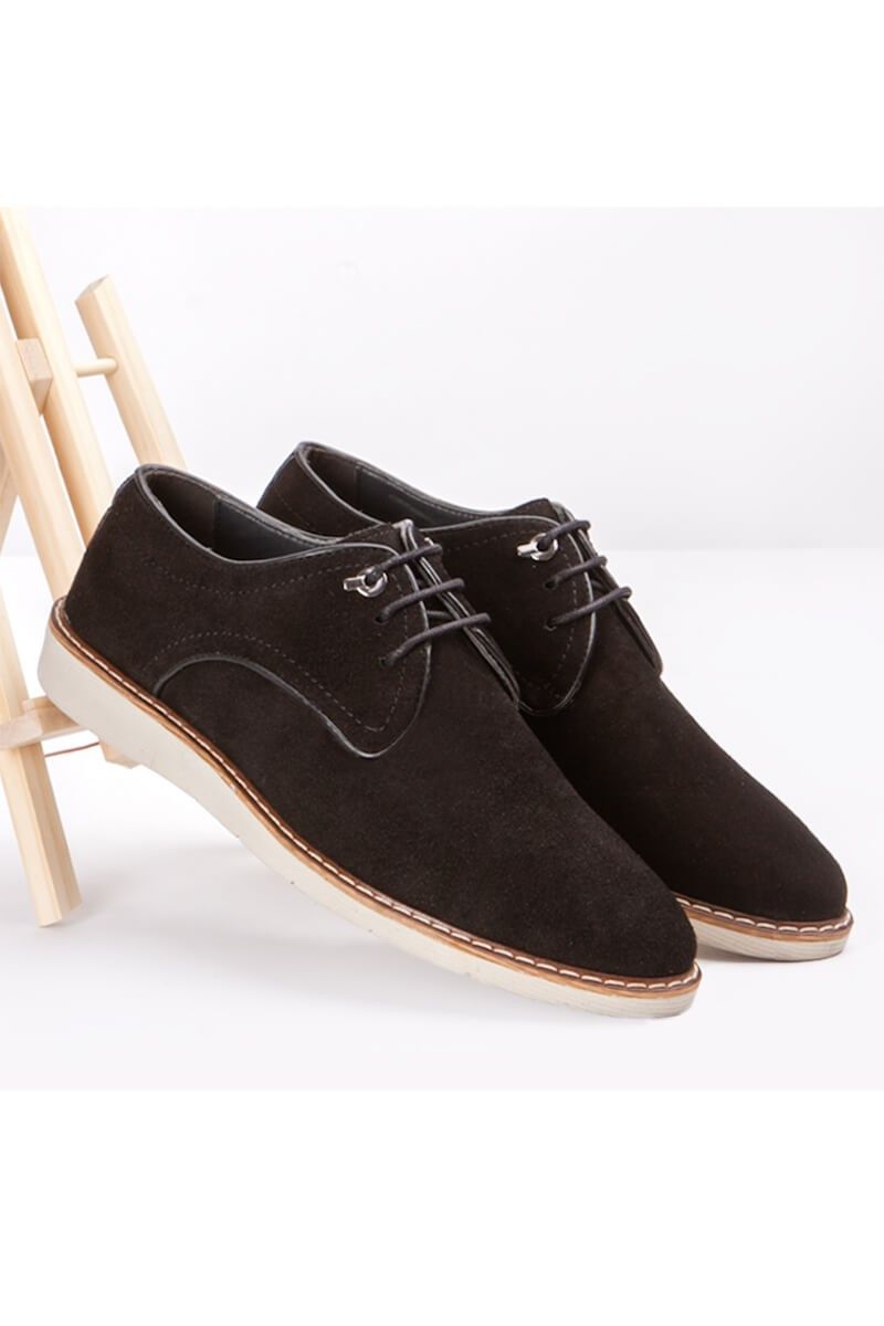 Marwells Men's Real Suede Shoes - Black #2021506