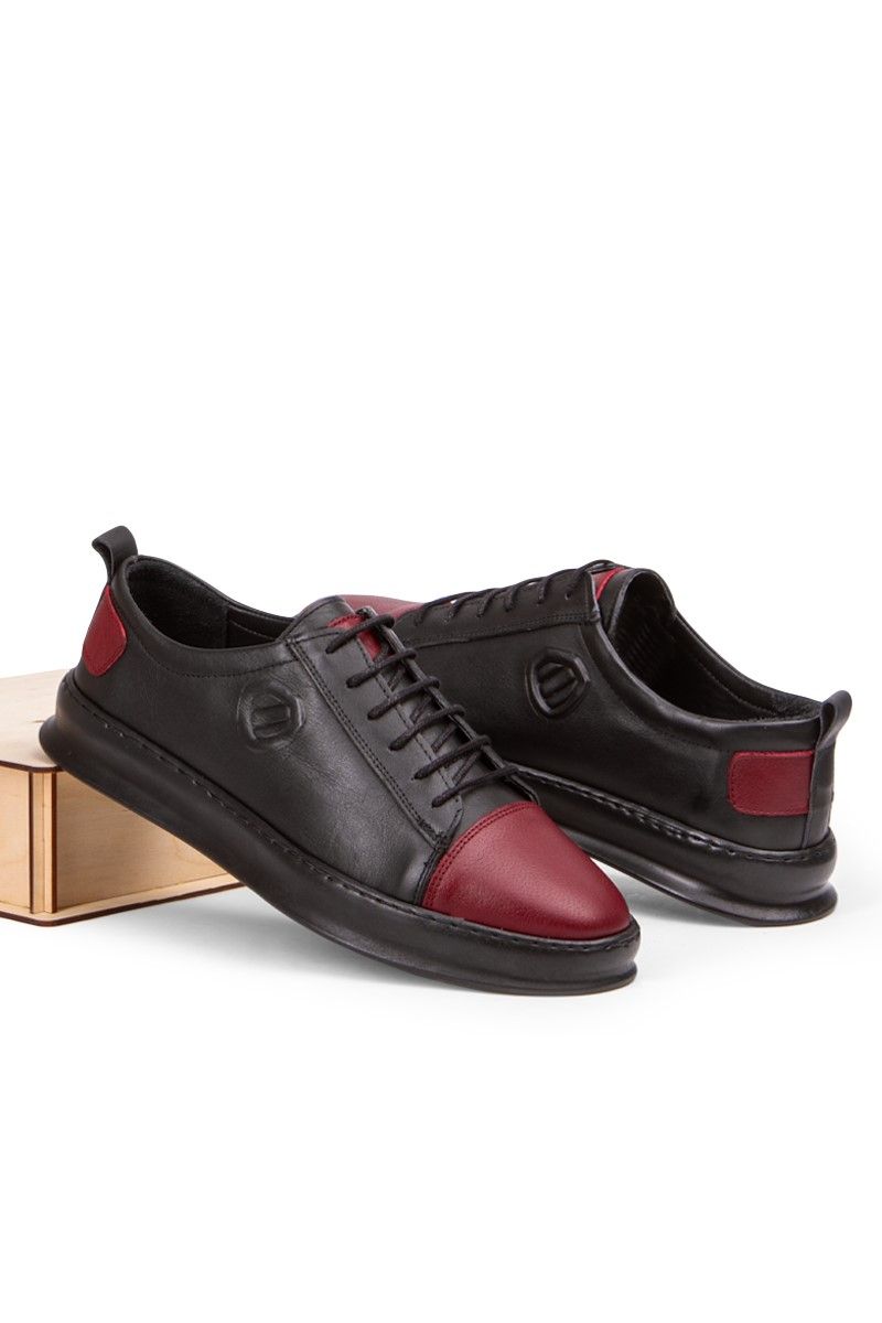 Marwells Men's Real Leather Embossed Shoes - Black, Burgundy #2021365