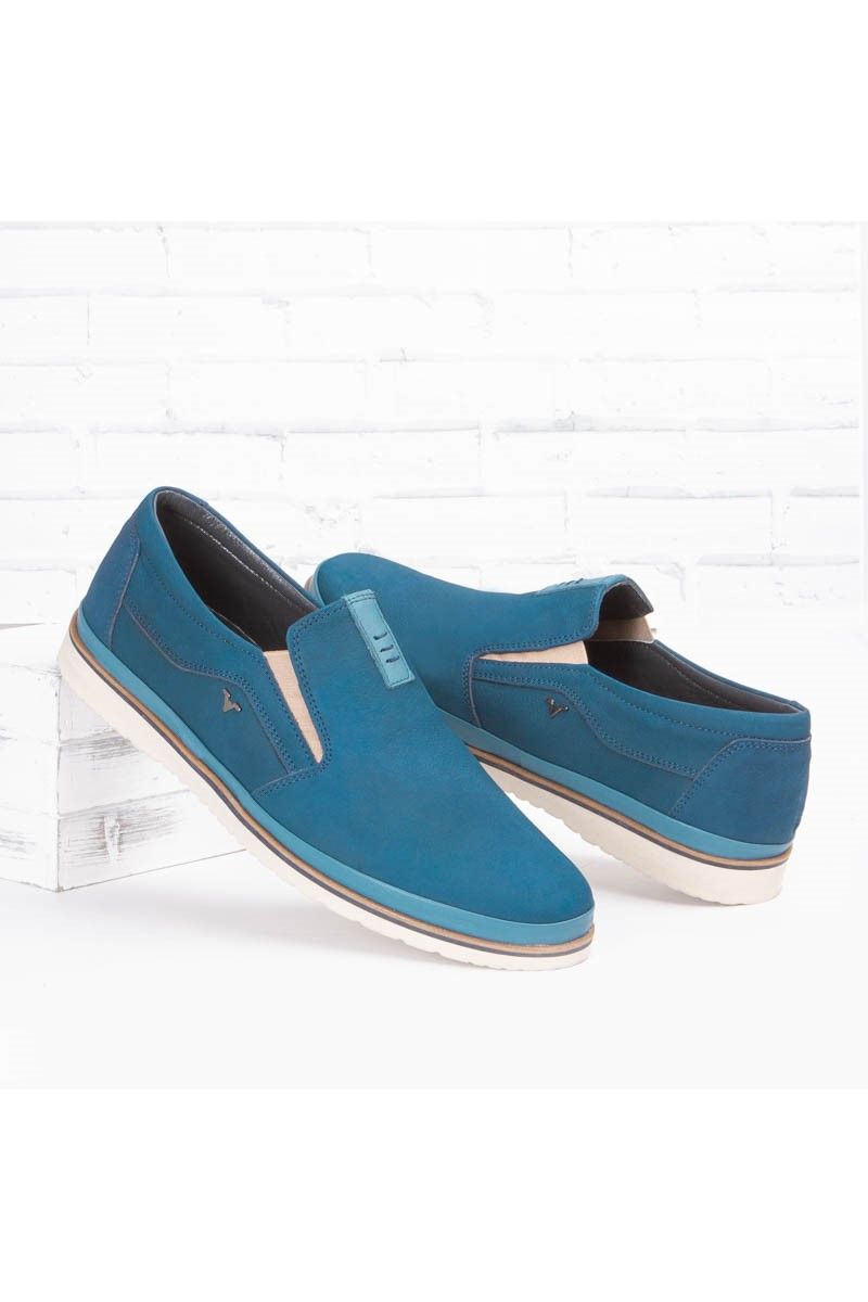 Marwells Men's Real Leather Shoes - Aqua Blue #2021358