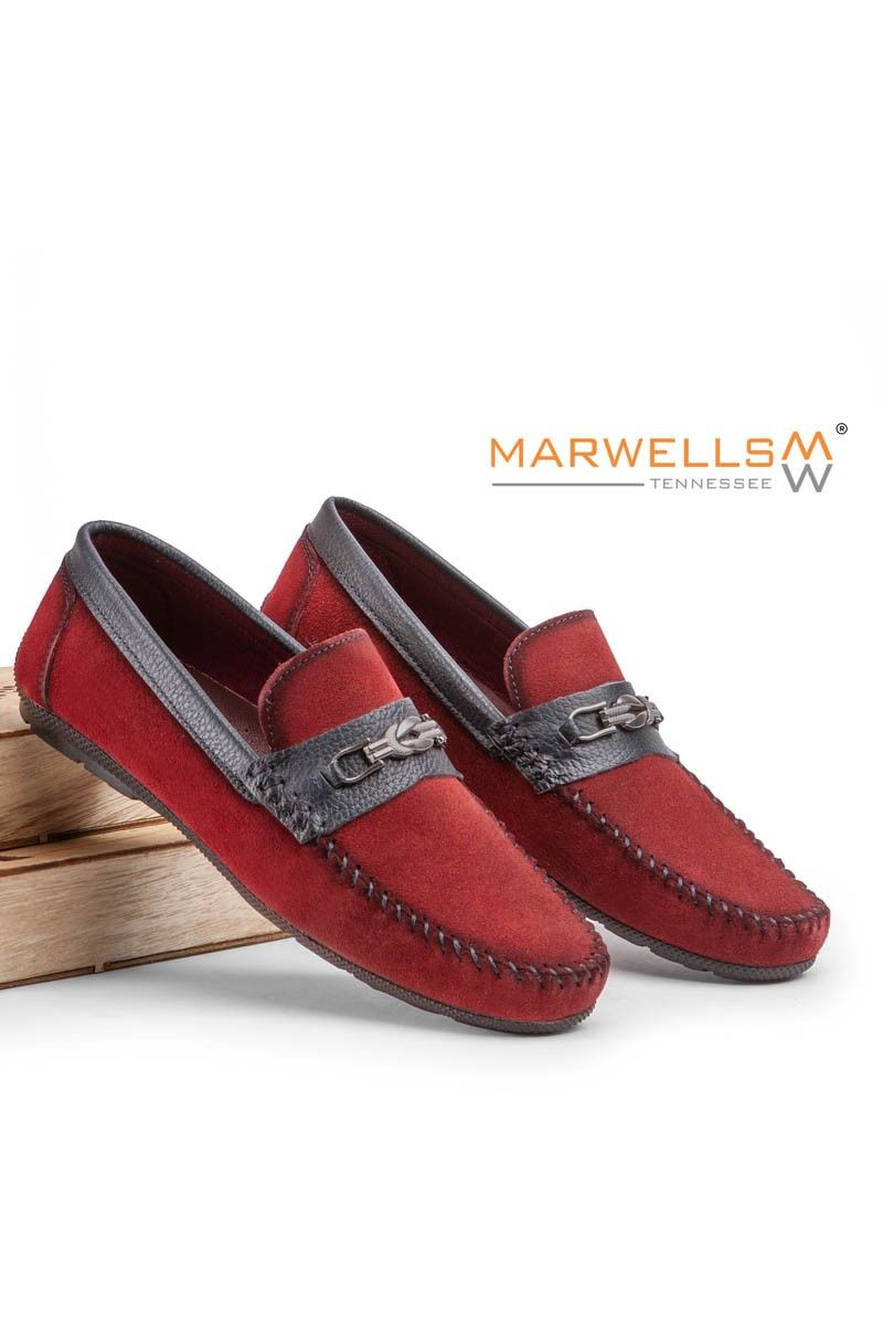 Marwells Men's Real Leather Loafers - Burgundy #2021402