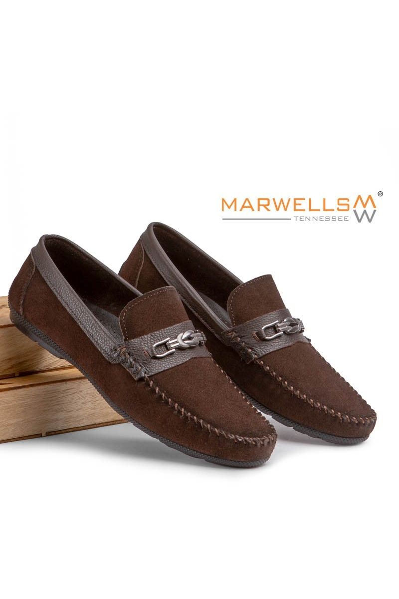 Marwells Men's Real Leather Loafers - Dark Brown #2021408