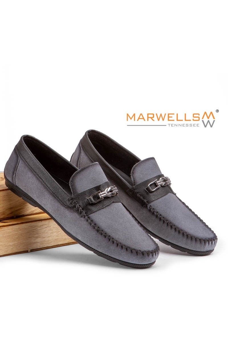 Marwells Men's Real Leather Loafers - Grey #2021405