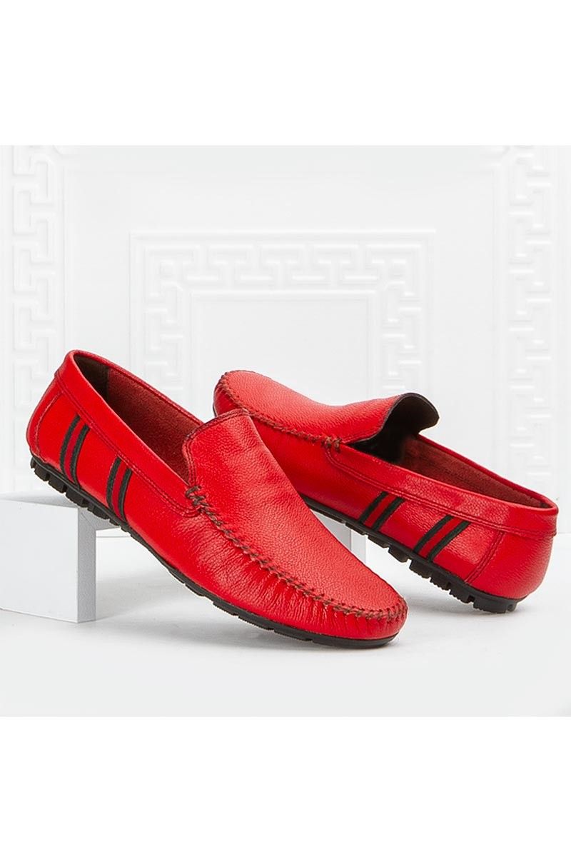 Marwells Men's Real Leather Loafers - Red #2021417