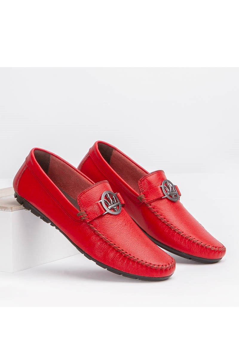 Marwells Men's Real Leather Loafers - Red #2021502