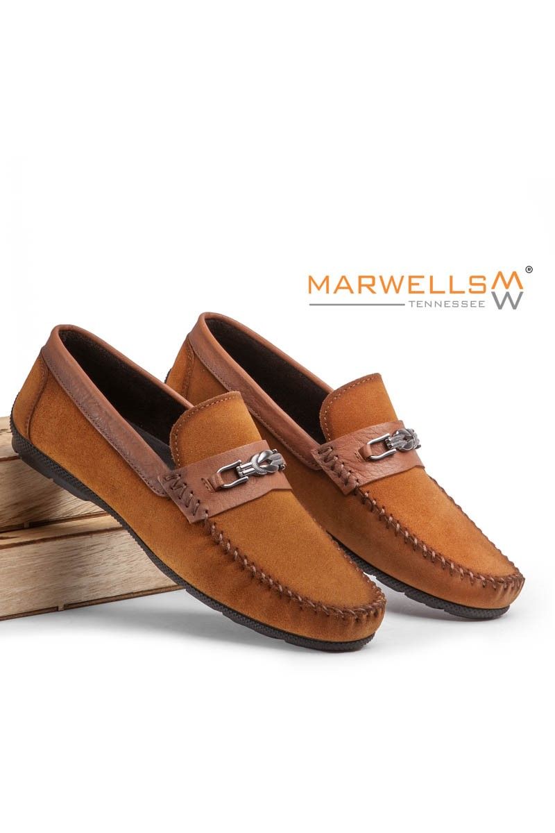 Marwells Men's Real Leather Loafers - Taba #2021401