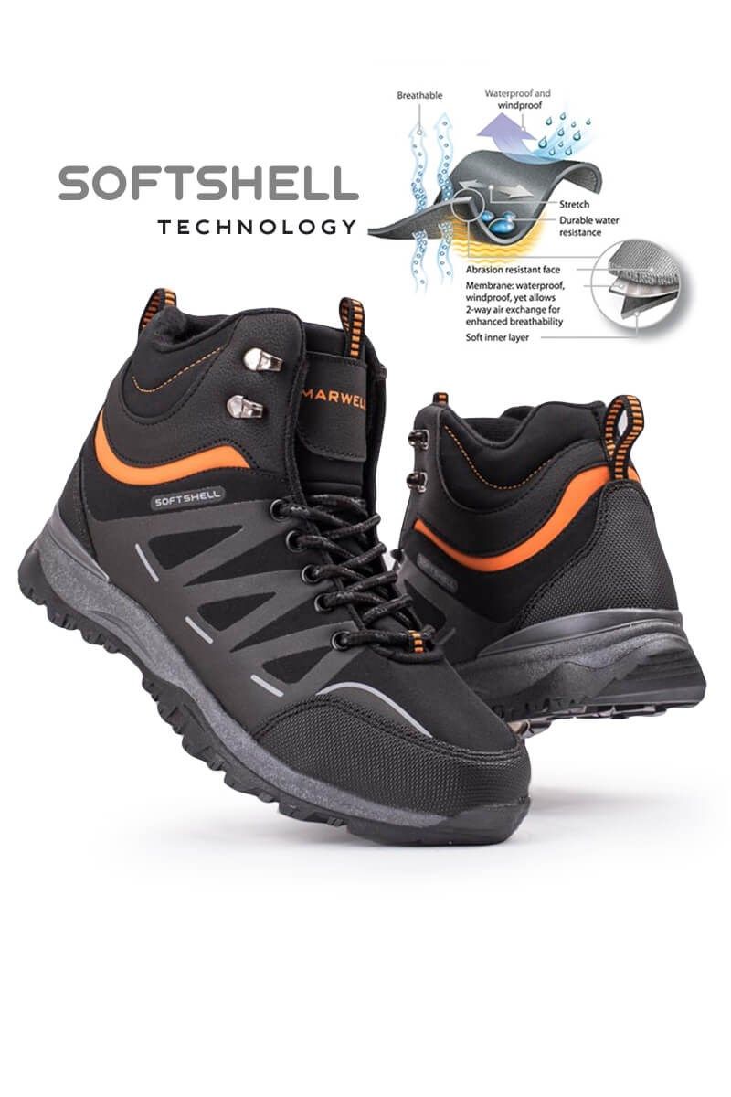 MARWELLS Softshell Men's Hiking Boots - Black with Orange 20210835603