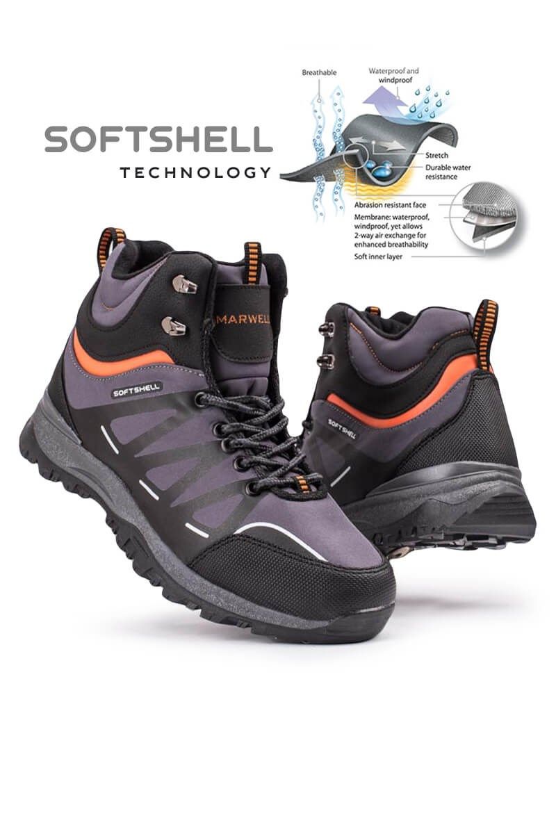 MARWELLS Softshell Men's Hiking Boots - Gray with Orange 20210835598