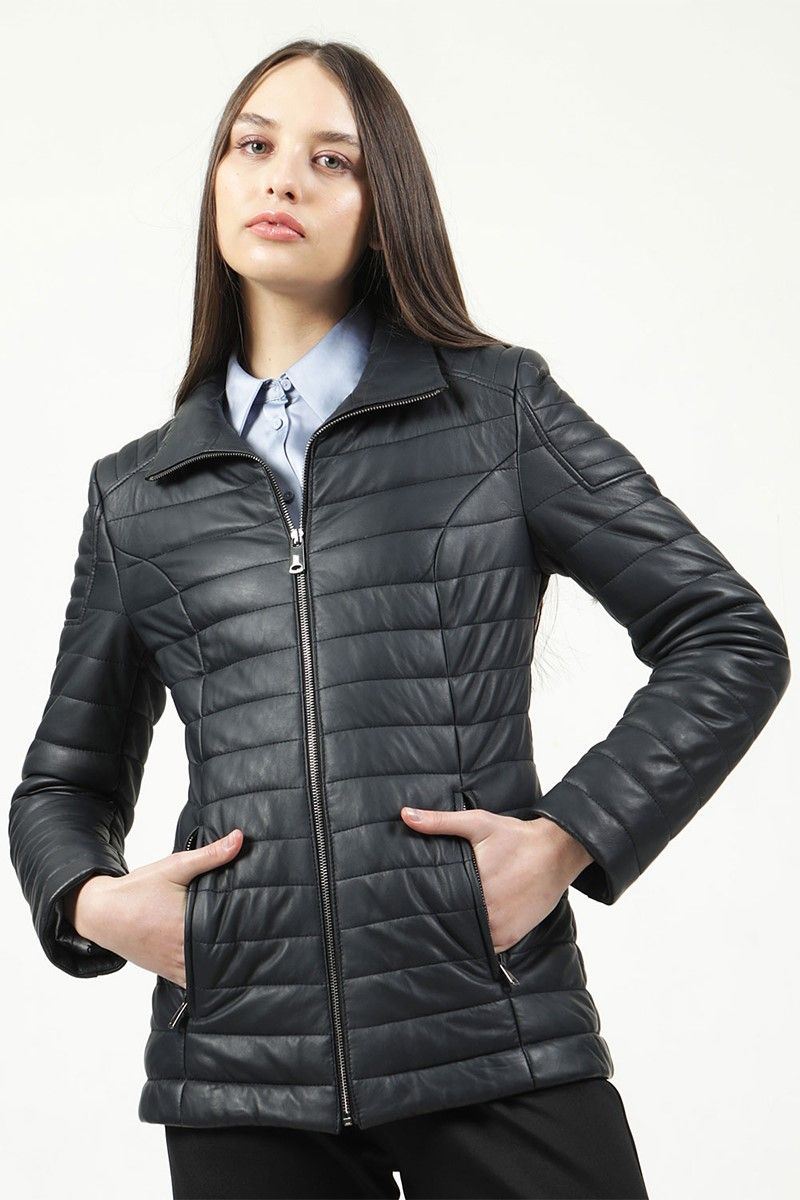 Women's Real Leather Jacket - Black #317789