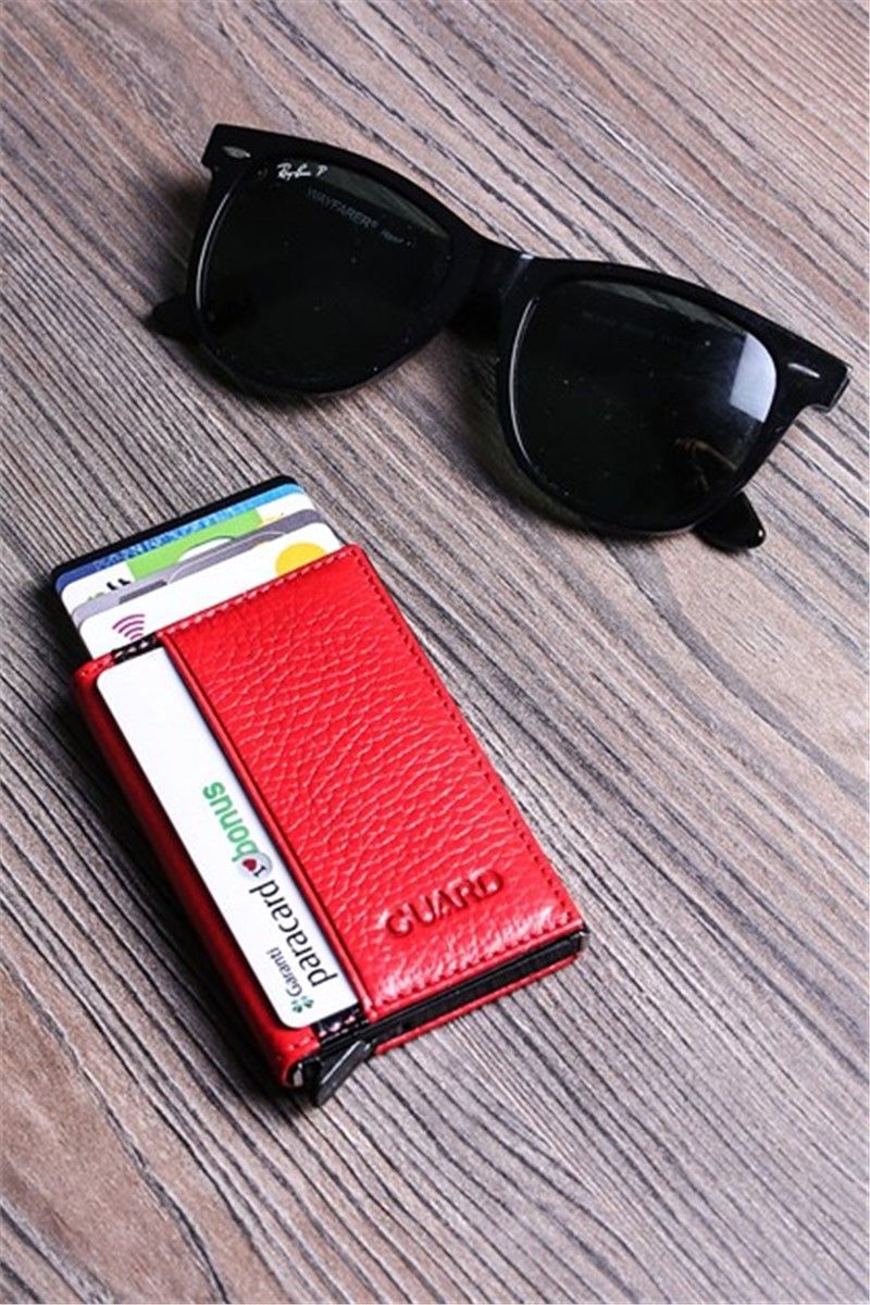 Leather card holder - GRD17 - Red #306253