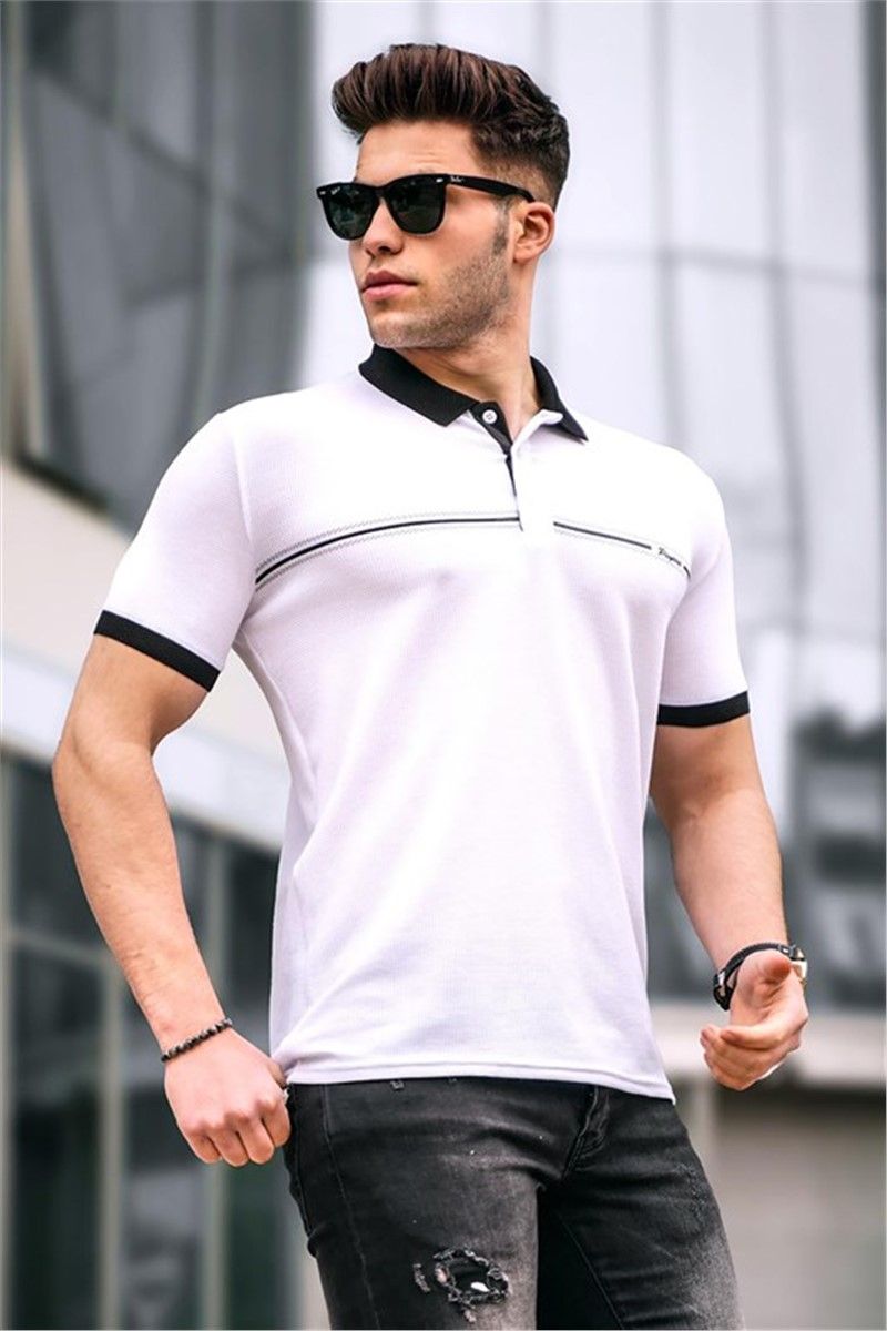 Men's t-shirt with collar - White #329776