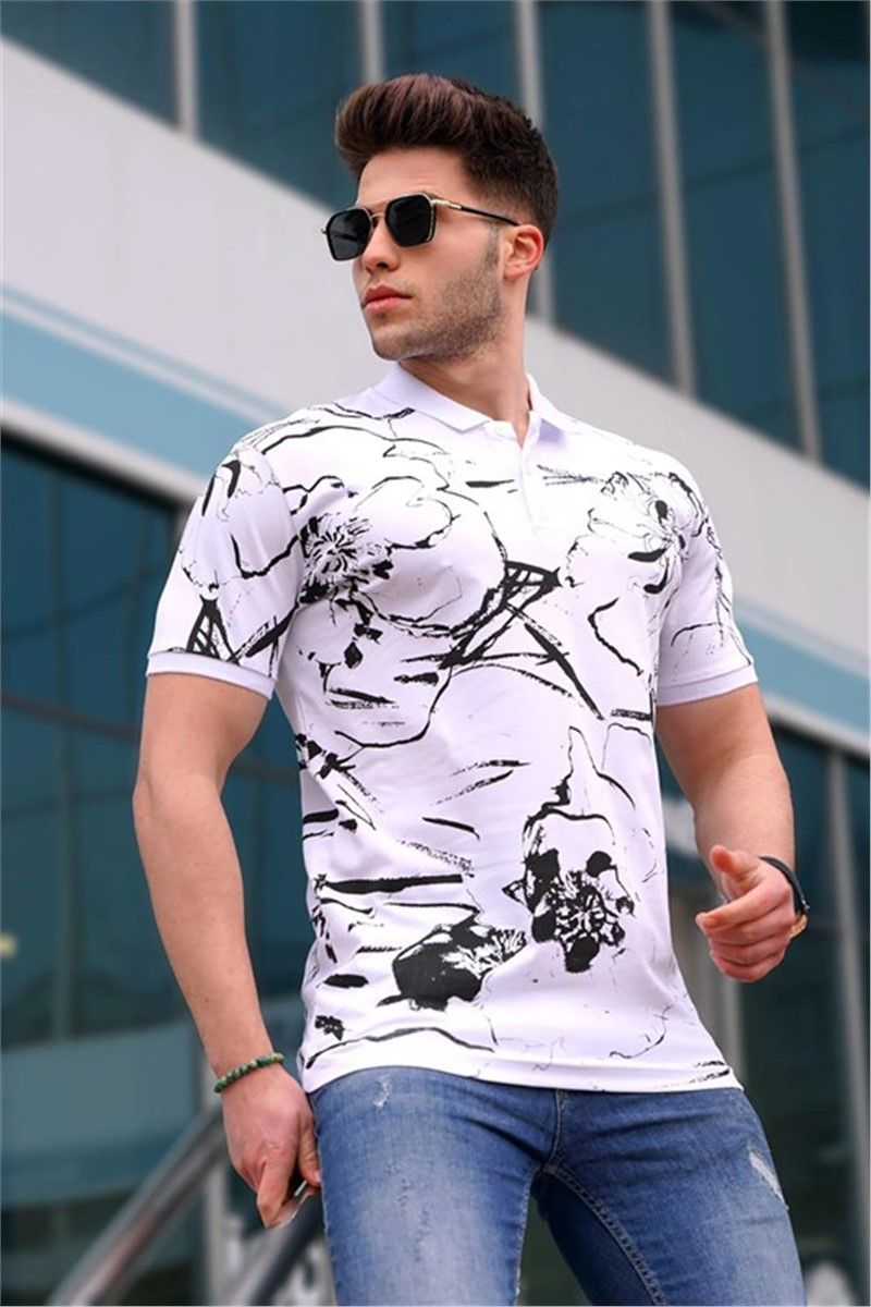 Men's t-shirt with collar - White #328777