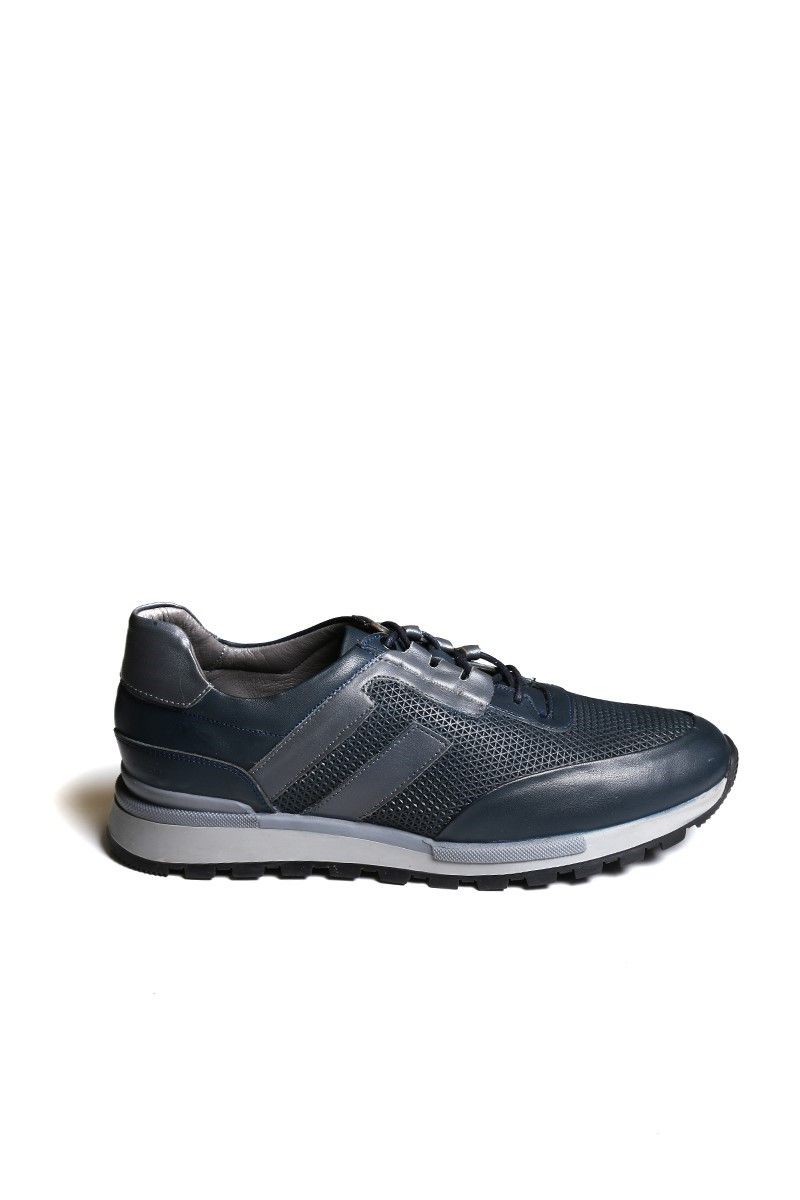 Men's Real Leather Trainers - Navy Blue #20210834588