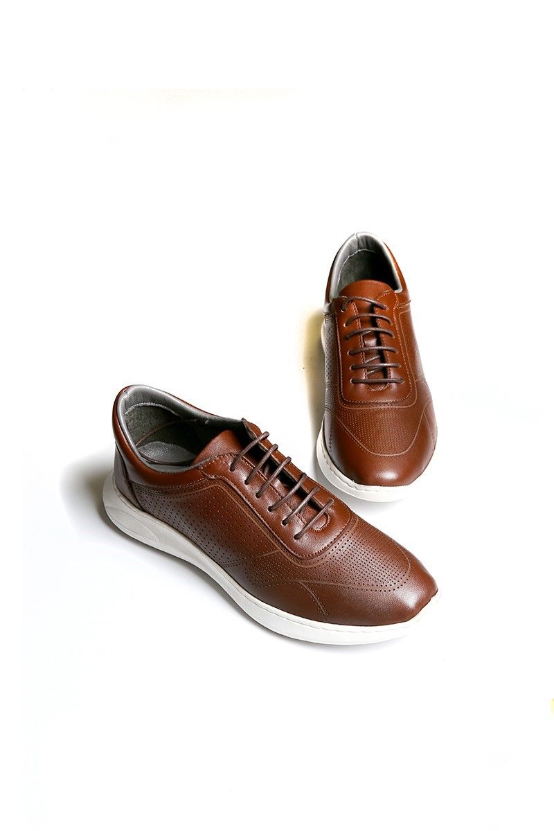 Men's Real Leather Trainers - Brown #2021083438