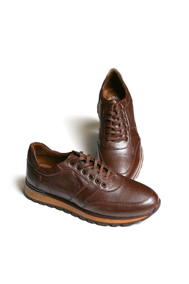 Men's Real Leather Trainers - Brown #2021083436