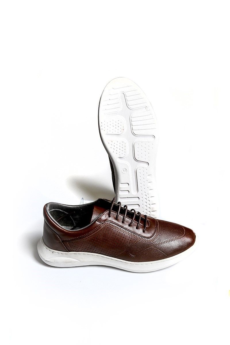 Men's Real Leather Trainers - Dark Brown #2021083439